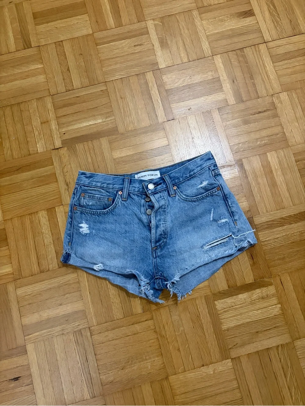 Denim Forum The Ex-Boyfriend Hi-Rise Denim Short Relaxed denim cut-off shorts